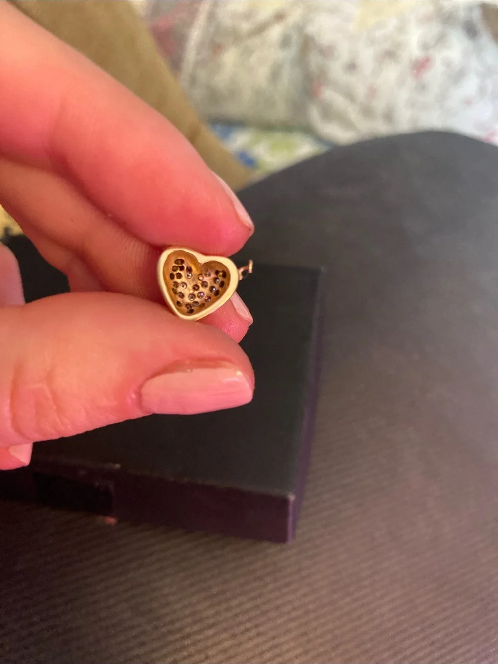 2 diamond yellow gold heart charms ( as is)